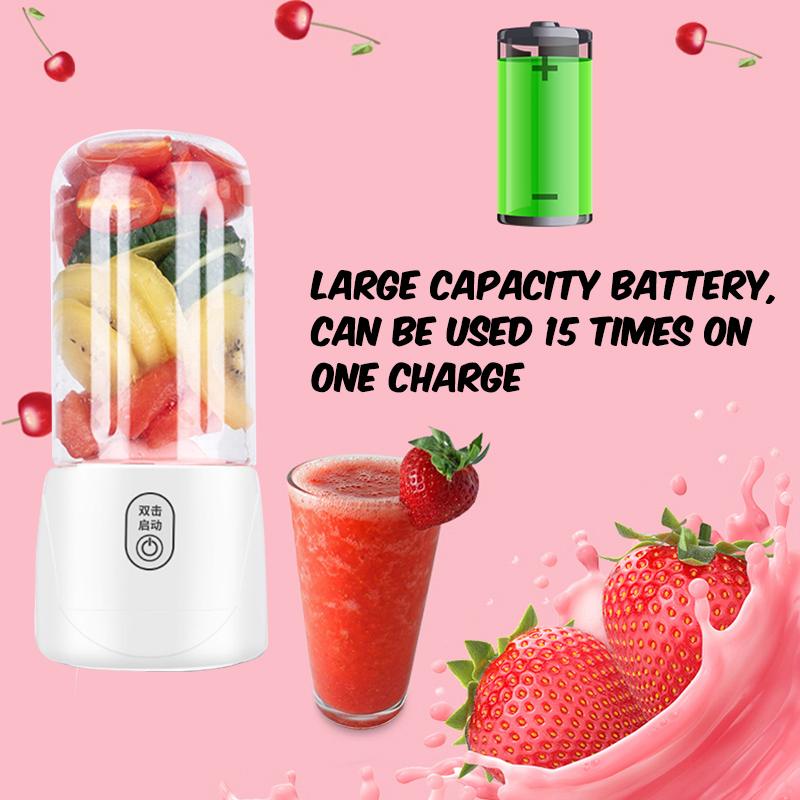 410ml 4/6 Blades Blender Kitchen Electric Mixer Juicer USB Rechargeable Fruit Cup Portable Mini Smoothie Maker Quick Juicing
