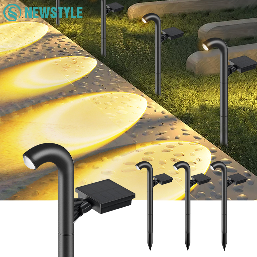 Solar Garden Pathway Lights Outdoor Waterproof Stake Lights for Lawn Driveway Walkway Decoration Bend Solar Lighting