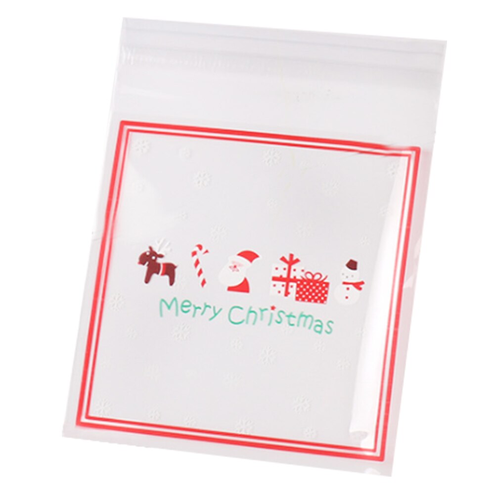 100Pcs Xmas Self-adhesive Cookie Packaging Plastic Bags Christmas Cellophane Party Bags Candy Bag Festival Party Favor: 6C