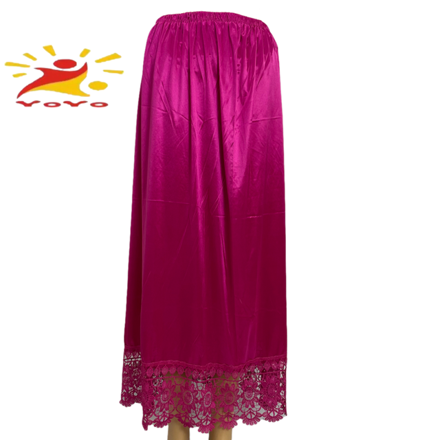 Jupon demi-long en dentelle pour femmes, , sous-jupe, dentelle, vêtements d&#39;intérieur, robe courte, jupon, HB122: Rose Red