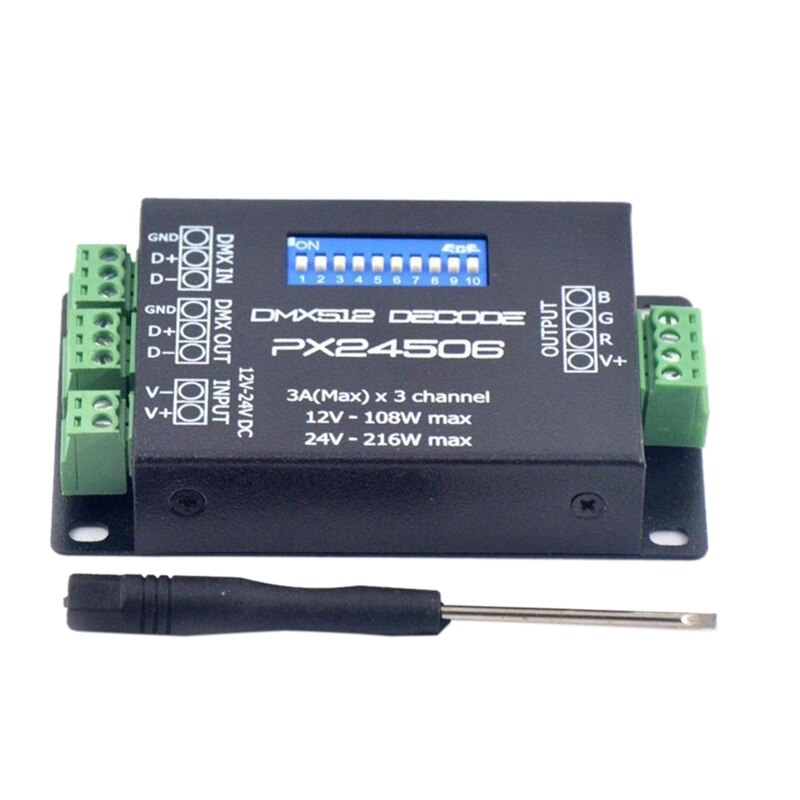 Dc12v 24v px24506 dmx 512 decoder-treiber-verstärker-controller für rgb-led-streifen: Default Title