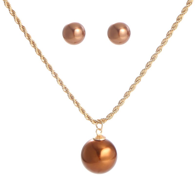 Dreamwork 8Colors Polynesian Hawaiian Samoa Marshall Style Glass Pearl Twisted Chain Necklace Pendant Dangle Stud Earrings Set: GJZ353K