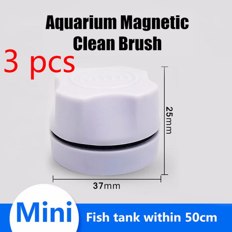 Mini Aquarium Fish Tank Magnetic Clean Floating Glass Brush Algae Scraper Curve Glass Cleaner Window Magnet Cleaning Tool: 3 white
