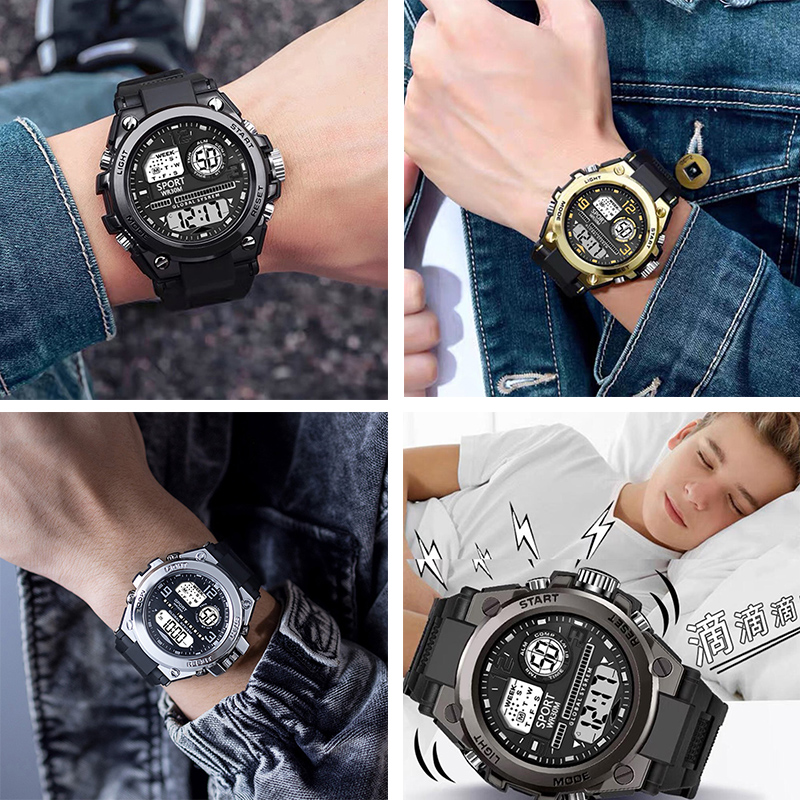 Reloj deportivo multifunción para hombre, reloj despertador luminoso resistente al agua, reloj Digital LED para hombre, reloj de pulsera electrónico con Esfera Grande para hombre