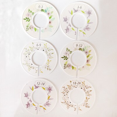 Porte-vêtements pour enfants, 6 pièces, rond, diviseurs, cintre en plastique, anneau, pour vêtement de bébé, fournitures d'étiquettes: 2