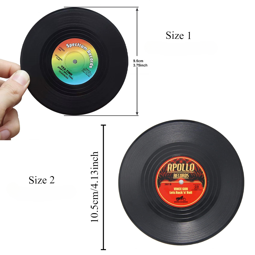 Juego de posavasos de disco de vinilo Retro colorido para bebidas, juego de posavasos de disco de vinilo, decoración de mesa de centro, 6 unidades