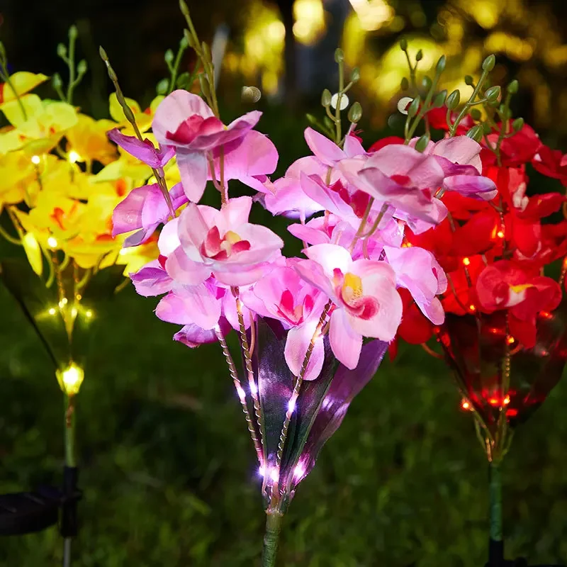 Blumenlandschaft Bodenlichter Künstliche Orchidee Outdoor Solar LED Rasenlampe Garten Sommer Zuhause Hochzeit Dekoration
