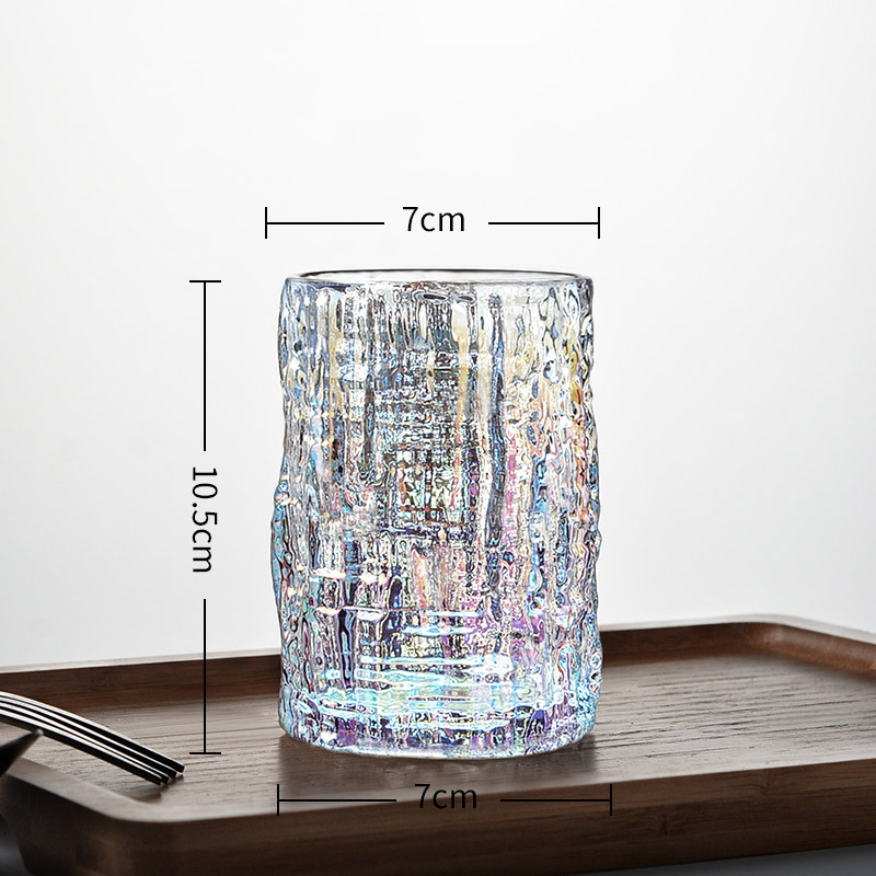 Glacier Texture Crystal Wine Glasses Nordic Modern Golden Stroke Colorful Bar Restaurant Cocktail Glass Home Drinkware: 7x10.5cm-C