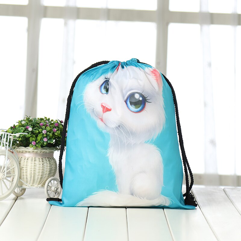 Trekkoordrugzak dames 3d print reistas softback heren casual tassen unisex dames schoudertas trekkoord kat