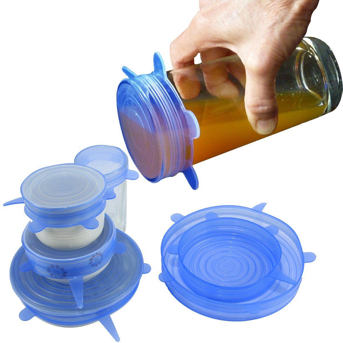 Lber Silicone Stretch Deksels 6 Pack Verschillende Size Stretchable Eten Covers Voor Kopjes, Potten, Kan, Kommen, gerechten, Mokken, Potten