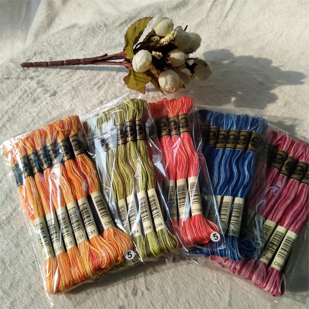 WUYU Royalbroderie Egyptian Long-staple Cotton Cross Stitch Thread Hand Embroidery 18 Space-dyed Colors Knitting Crafts Floss s