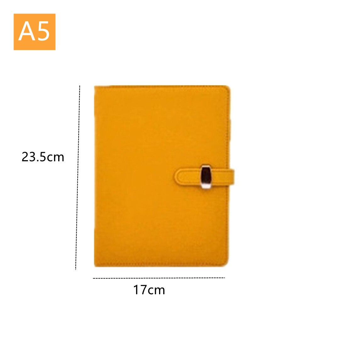 A5 A6 A7 Pu Leather 365 Days Retro Diary Notebook Personal Pocket Organiser Planner Filofax Cover Office School Supplies: Yellow-A5