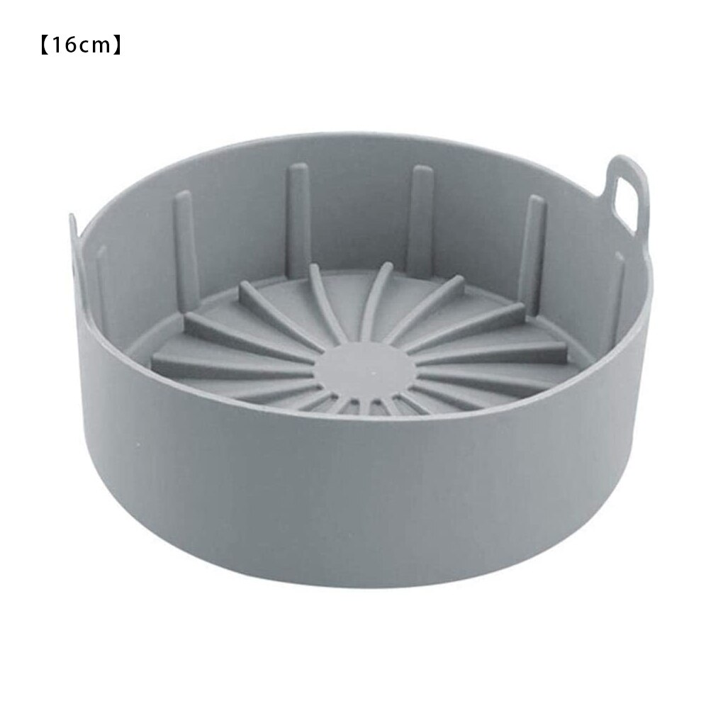 Silicone Grill Pan Bread Cake Mat Multifunctional Air Fryer Basket Accessories Bread Cake Pizza Microwave Baking Basket Pot Mat: Gray 16CM
