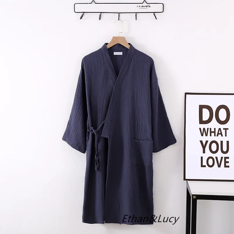 Løs plus size kvinders hjemmetøj natkjole til efteråret morgenkåber til kvinder flerfarvede lange ærmer kimono bomuldsbadekåber: Xxl / Guld