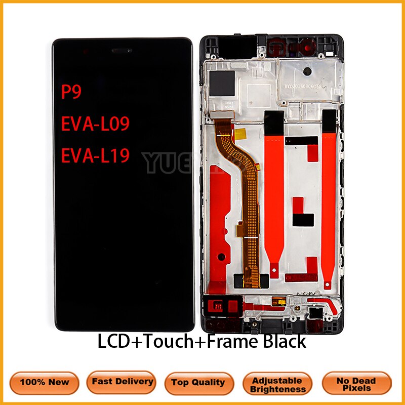 5.2 ''oryginalny LCD do Huawei P9 LCD EVA-L09 L19 L29 wyświetlacz LCD z ekranem dotykowym Digitizer zgromadzenie zamiennik z ramą: BlackWithFrameNoGift