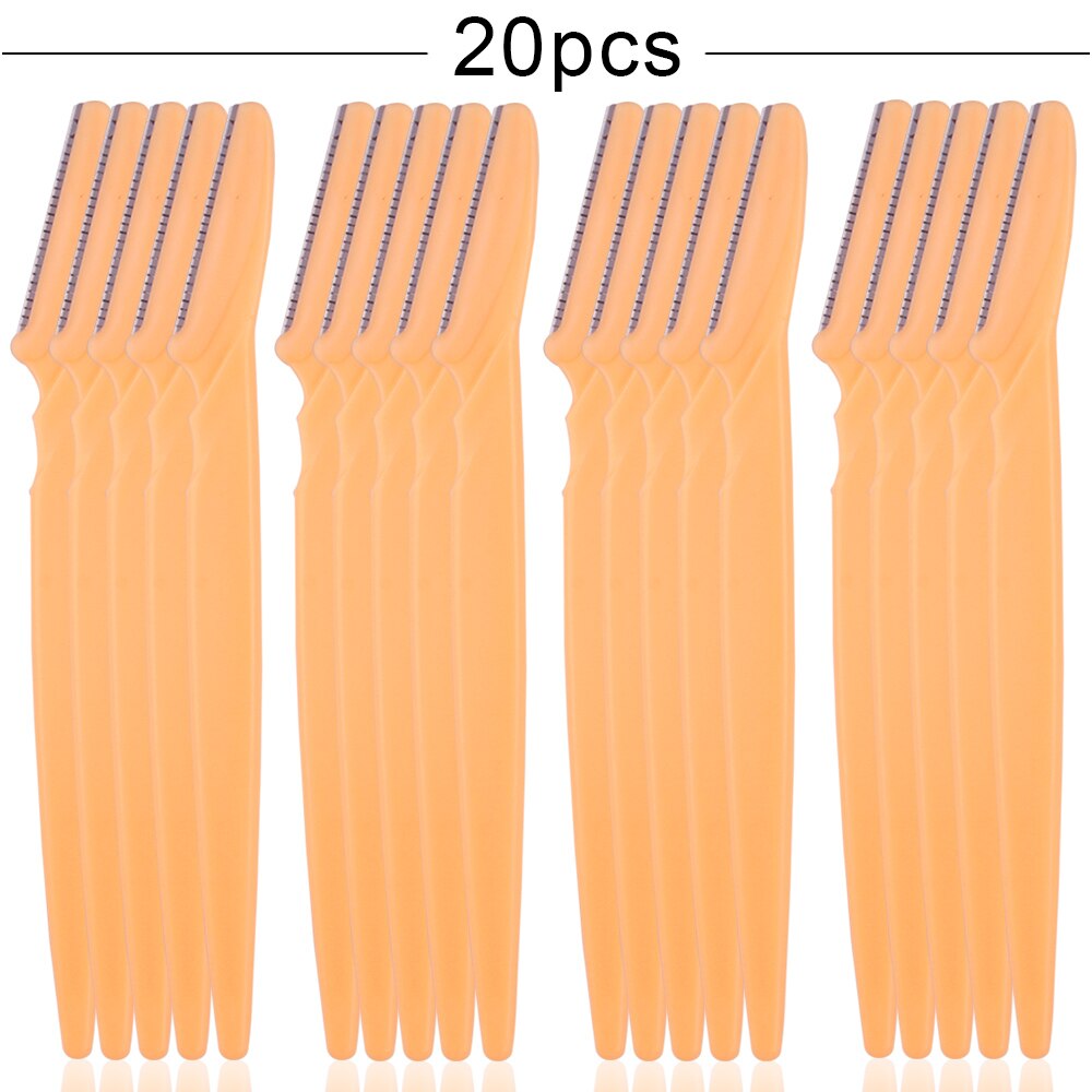 20/40/80Pcs Eyebrow Razor Safe Face Blade Eye Brow Shaper Tool Hair Removal Trimmer Scraper Portable Woman Makeup: 20Pcs Yellow