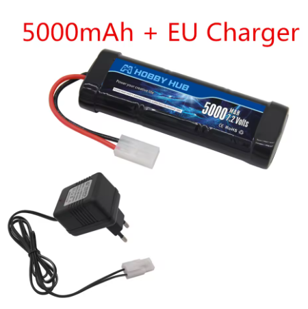 7.2V 5000mAh Ni-MH Battery Pack with Tamiya Plug With 7.2v Charger and SC*6 Cells Battery for RC Racing Cars Boats RC toys: Light Grey