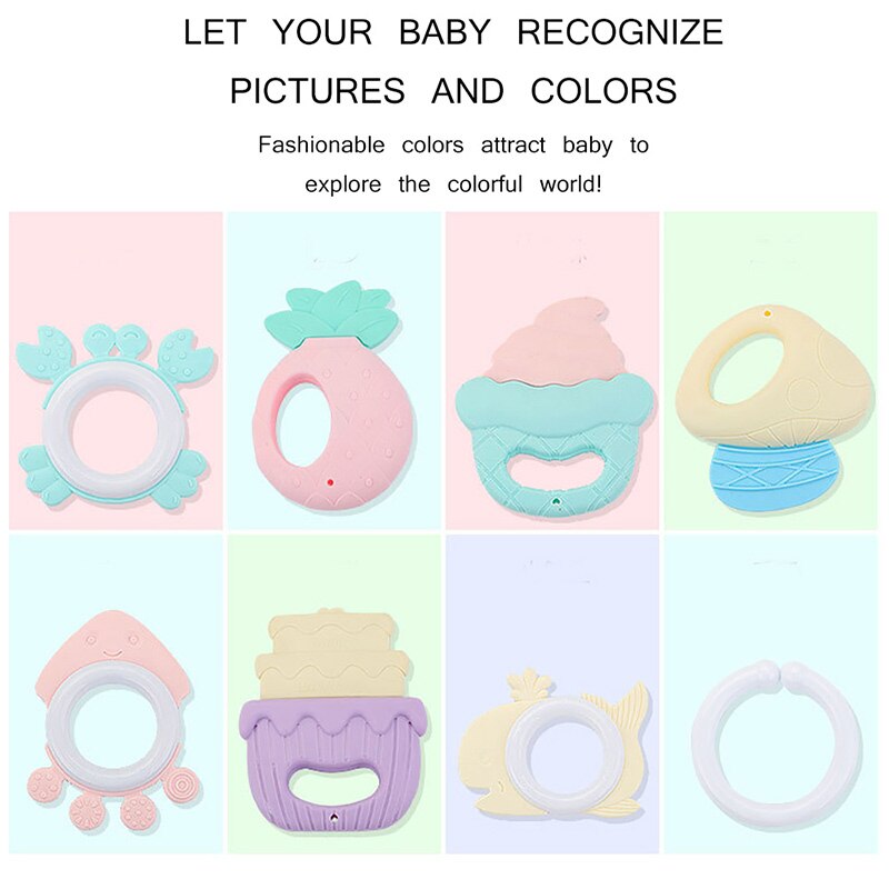 8 Stks/set Baby Rammelaar Speelgoed Tandjes Ring Cartoon Schudden Bel Pasgeboren Bijtring Tafelbel Baby Rammelaar Bijtring Ring Educatief Speelgoed