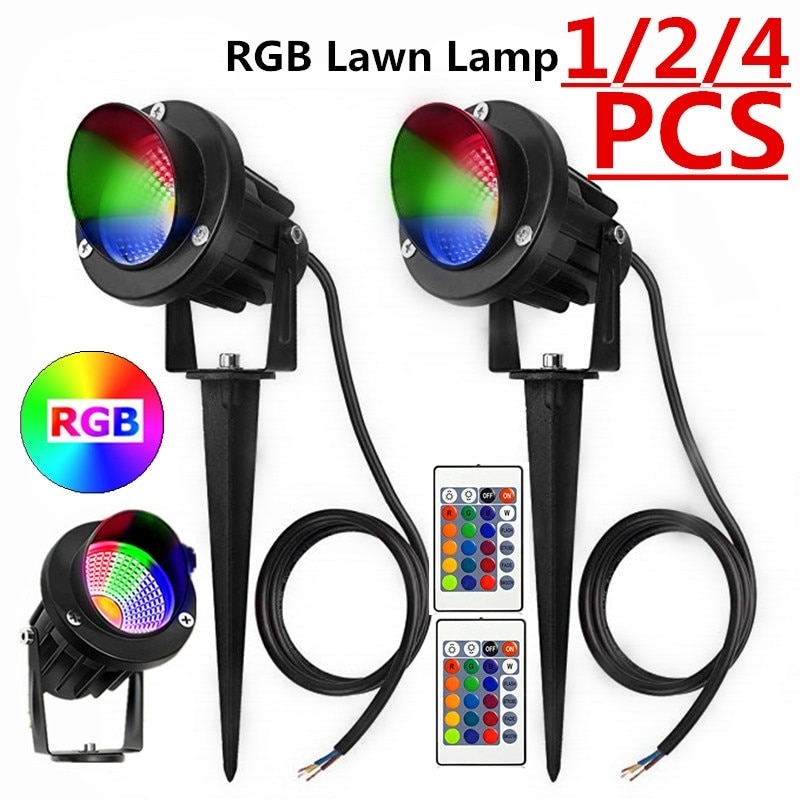 Landscape Lights 10W Waterproof LED Garden Spotlights RGB COB Chip Outdoor Lawn Patio Pathway Spotlight AC85-265V/ AC/DC12V