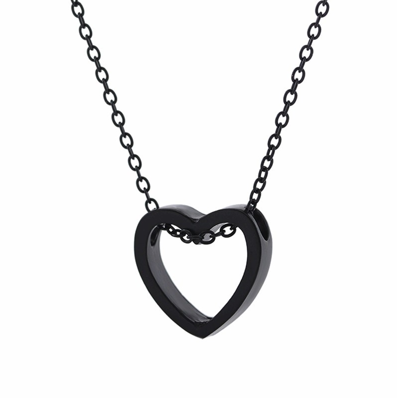 Hart Ketting Voor Vrouwen Black Gold Sliver Kleur Metal Hollow Eenvoudige Sieraden Hanger Huwelijkscadeau