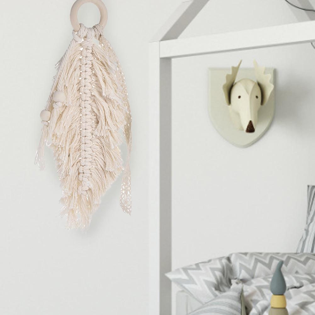 nordisch Böhmen Macrame Federn Fransen Wandteppich Mini Macrame Zauberstab Hängen Boho Dekor Handwoven Hochzeit Auto Dekoration