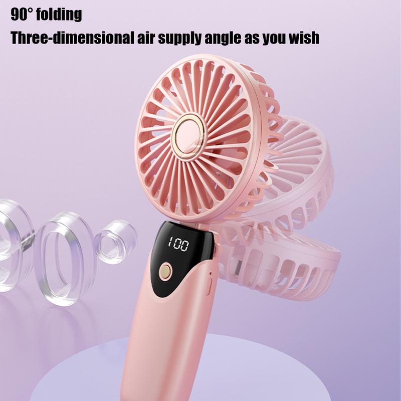 Folding USB Fan USB Charging Mini Cooling Fan Handheld Fast Cooling Outdoor Fan Foldable Cooler with LED Display for Camping Car
