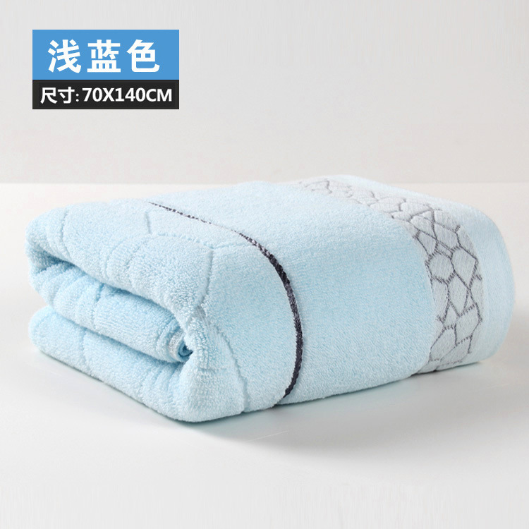 140 x 70cm badehåndklæde 100%  bomuldshåndklæde 7 farver til rådighed bomuldsfiber blødt fint vand terning tekstur jacquard håndklæder: Lyseblå