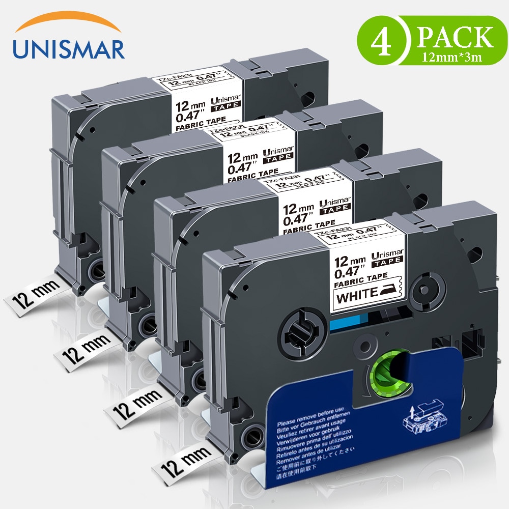 4PK Tissu thermocollant Étiquette Rubans TZe Ruban pour Frère p-touch Pnters TZe-FA231 TZe-FA3 TZe-FA232 TZe-FA231 12mm * 3m Cassette Ruban