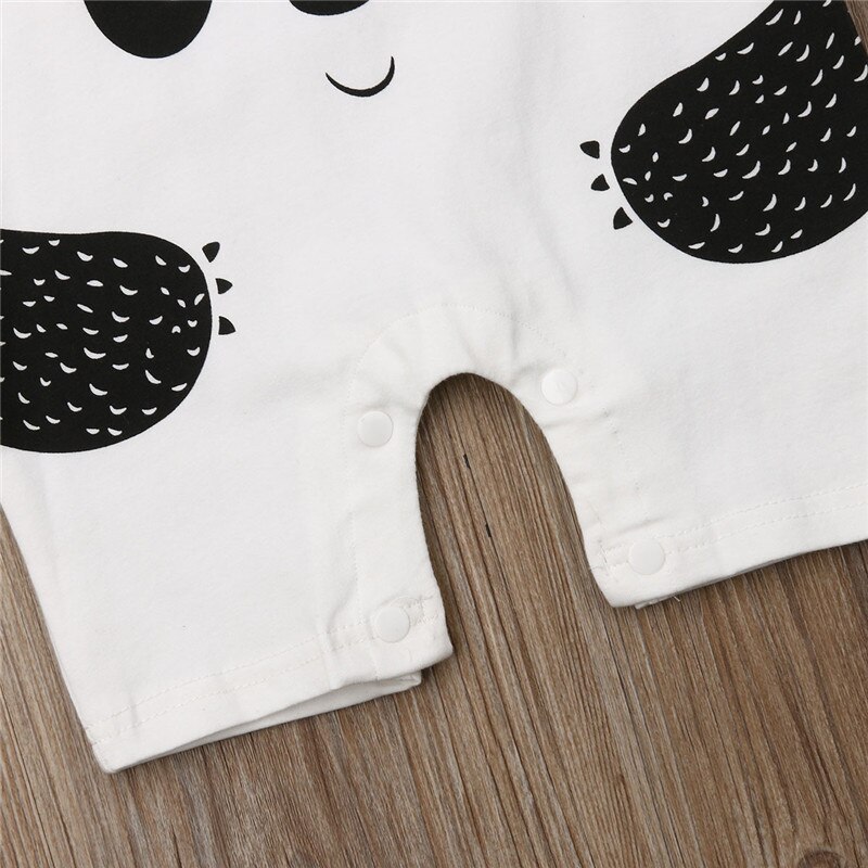 Pasgeboren baby katoen rompertjes mooie Cartoon Panda Print baby boy meisjes korte mouw Jumpsuits Baby Kleding