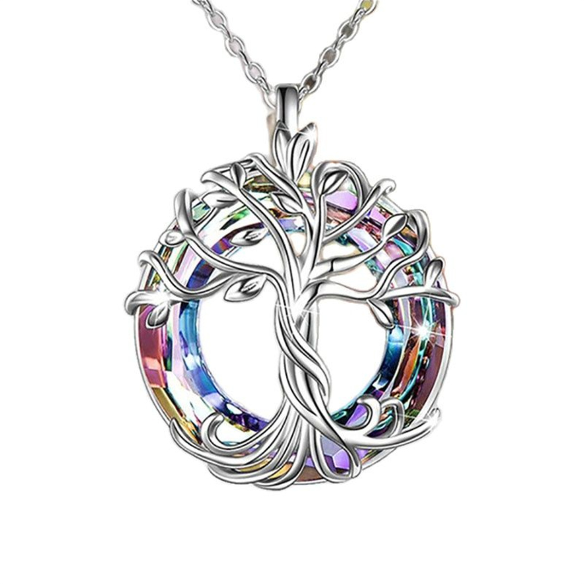 Exquisite Celtic Family Tree Necklace with Circle Crystal - Tree of Life Jewelry for Women Girls Mom Birthday: Gold-color
