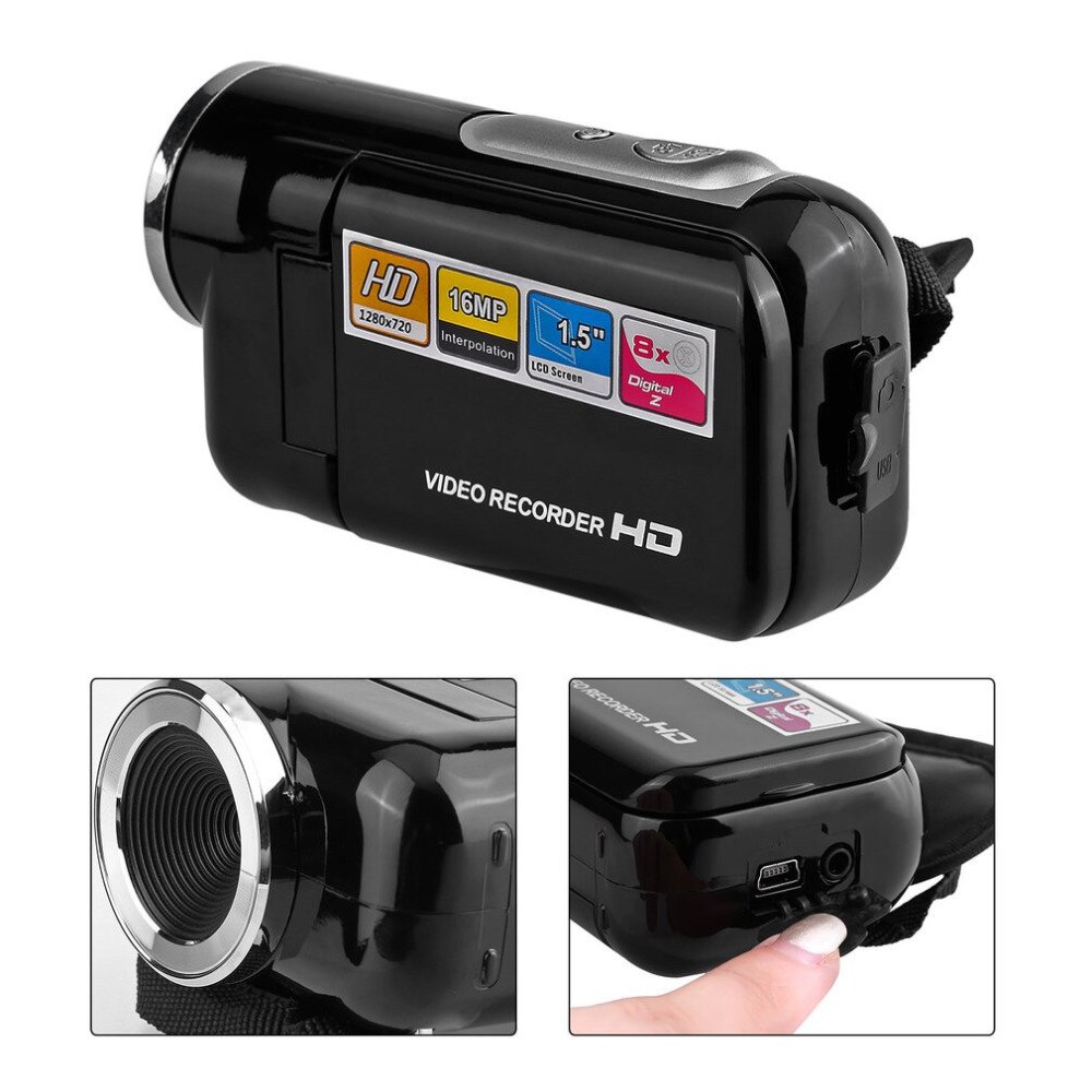 Video Camcorder HD 720P Handheld 8 Million Pixels Digital Camera LED Flash 4x Digital Zoom 2.0 Inch Extended Memory SD/MMC