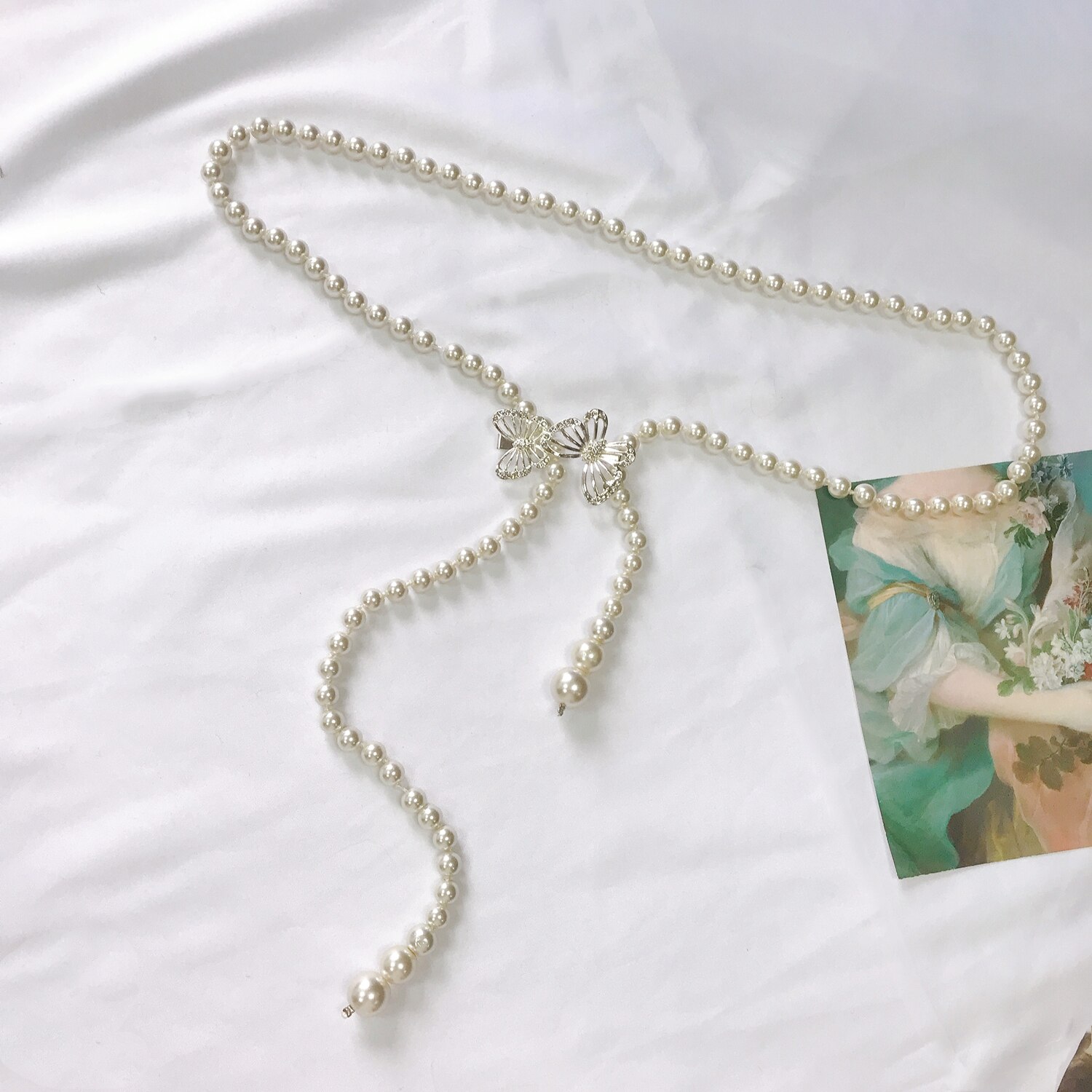 hanfu belt ladies metal adjustable ladies waist chain women strap dress belt pearl decorative clothes accessories: color2