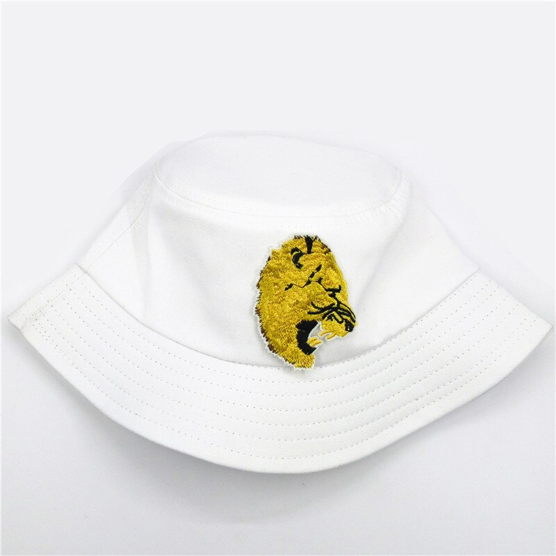 Lion animal embroidery cotton Bucket Hat Fisherman Hat outdoor travel hat Sun Cap Hats for kid men Women 200