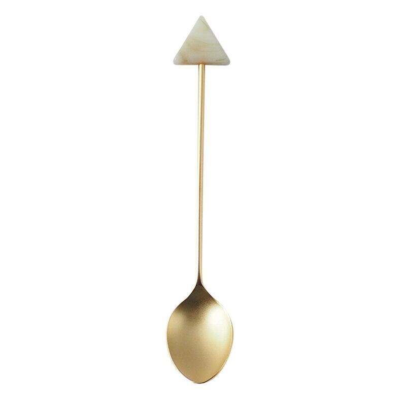 Stainless Steel Coffee Small Stirring Spoon Simple Acrylic Gold-plated Geometric Shape Dessert Spoon: W1