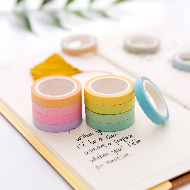12 stks/pak Candy Regenboog Eenvoudige Kleur Washi Tape DIY Scrapbooking Sticker Label Afplakband School Office Supply