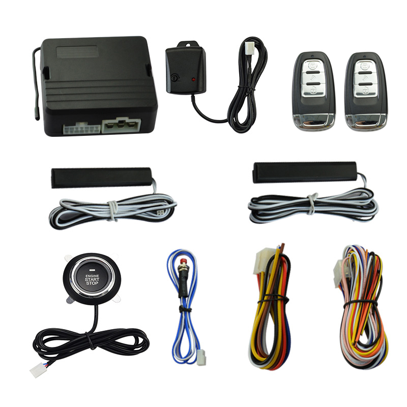 Auto Een Start Stop Knop Keyless Entry Motor Auto Alarm Systeem Met Trillingen Sensor Push Button Remote 12V Autostart
