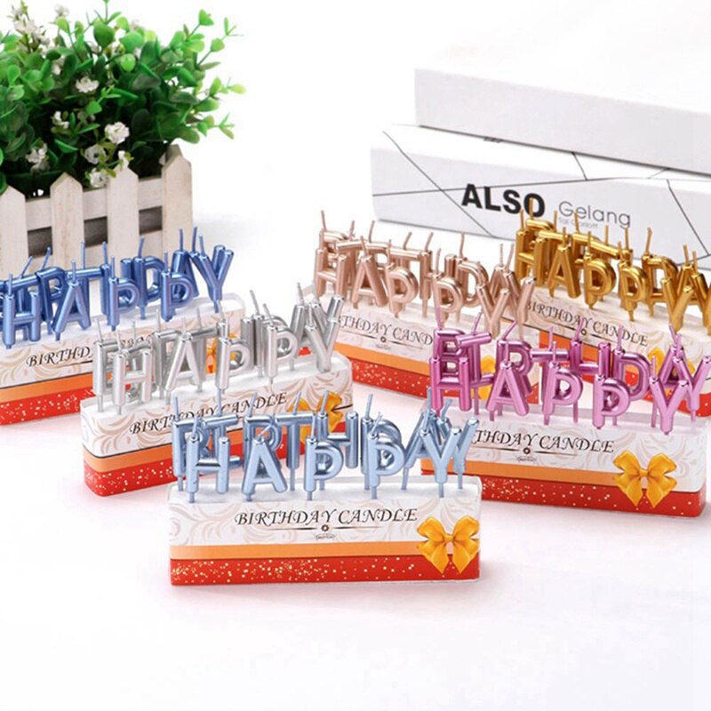 Colorful Birthday Candles HAPPY BIRTHDAY Letters Candle Cake Decoration Supplies