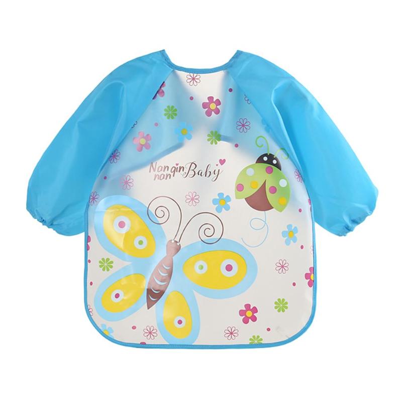 cartone animato Impermeabile unisex Del bambino maniche lunghe anti-vestirsi Alimentazione abbigliamento A Manica Lunga arte Animale Grembiule Bavaglini vestiti di colorazione: farfalla