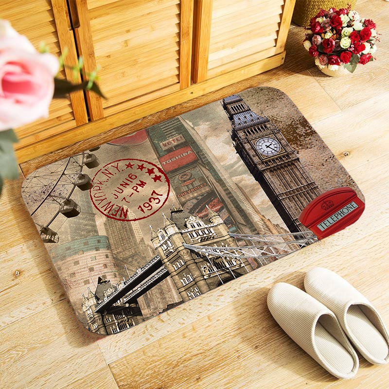 Retro london mobiltelefonboks 40 x 60cm udendørs entré dørmåtte lille område tæppe til soveværelse køkken gang dørmåtte skridsikre dørmåtte: Mu 134