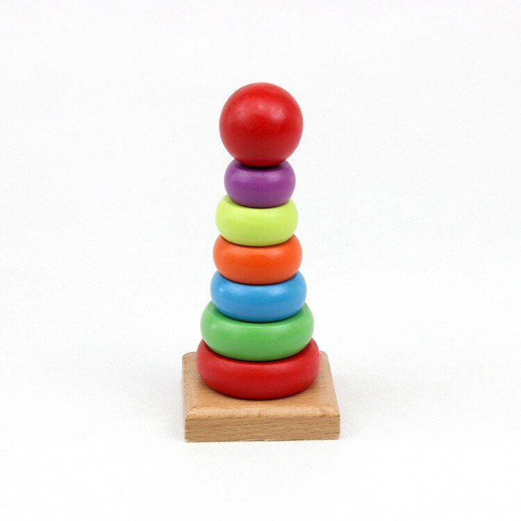 Baby Rainbow Ring Tower Jenga 2 años de edad Lap Coil capas lanzar el círculo niños juguete educativo de primera infancia 1-3 años