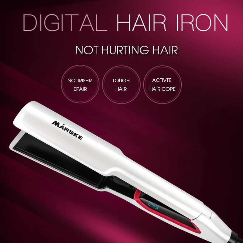 Plancha alisadora de pelo 2 en 1 para mujer, rizador electrónico , Mini turmalina, cerámica, pantalla LCD, plana, estilo de cabello