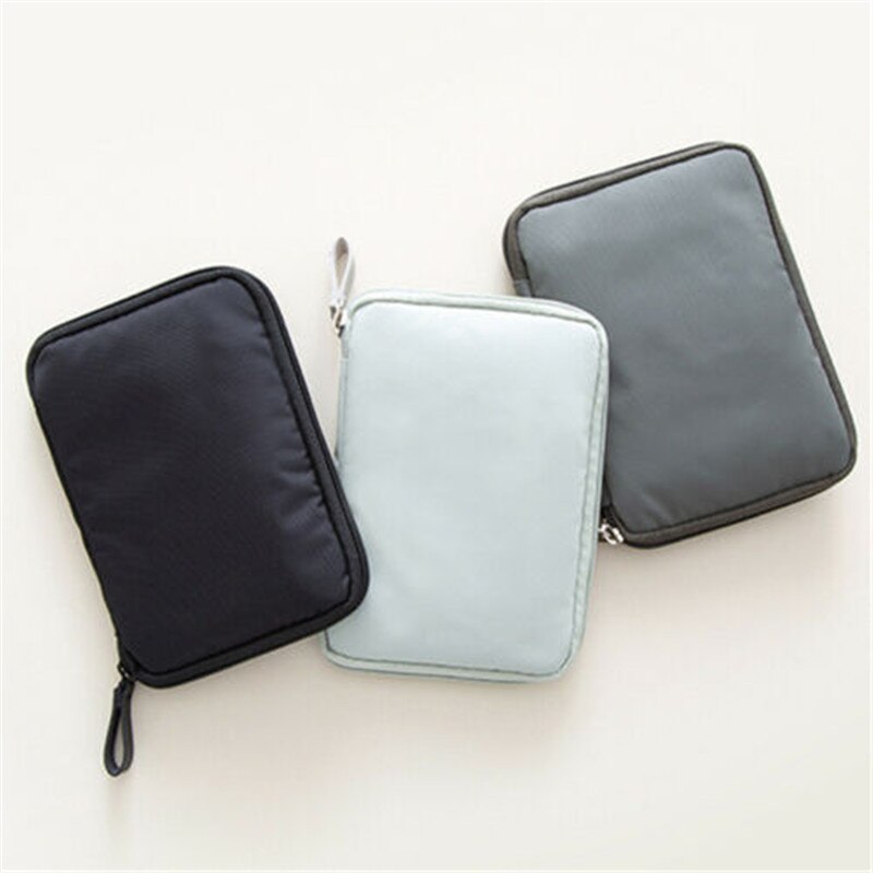 Unisex Casual Nylon Portable Travel Wallet Solid Zipper Document Organizer Passport Tickets ID Card Holder