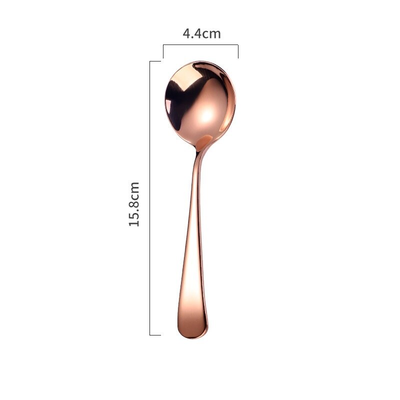 1Stck Edelstahl Löffel Nachtisch Kaffee Runde Löffel Tee Rühren Lange Griff Küche Abendessen Löffel Serviert Geschirr Teelöffel: Rose