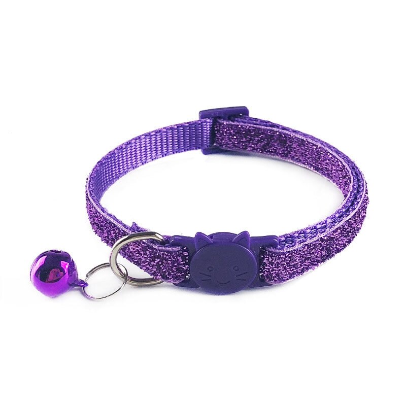 Glitter Quickly Release Yorkie Dog Collar For Small Dogs Pet Collar Cute Adjustable Nylon Ribbon Collar With Bell Cute Sequin: D