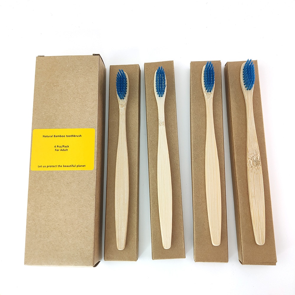 4Pcs Toothbrush Soft Bristle Wooden Tooth Brush Natural Bamboo Handle Dental Oral Care Eco Friendly Travel Tooth Brush
