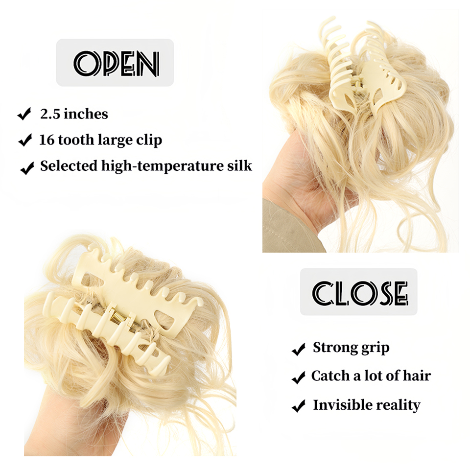 LM chaotisch lockig kurz Kunsthaarverlängerung Chignon Krapfen Rolle Brötchen Perücke Klaue Clip in Haarteil für Frauen