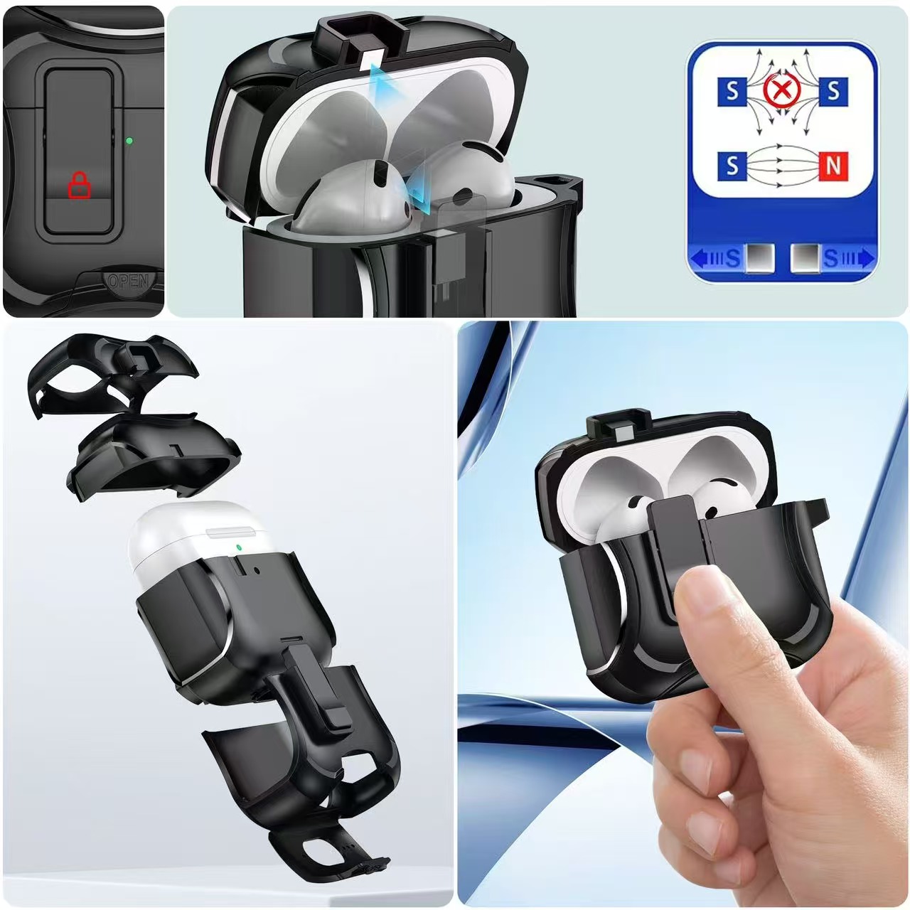 2025 pour Airpods 4 étui adapté étui pour écouteurs couverture à ressort étui de protection pour écouteurs magnétiques 3D pour AirPods Pro 2 étuis
