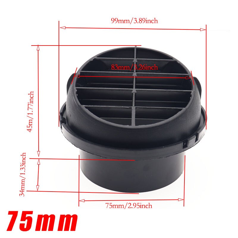 75mm 60mm 42mm Warm Heater Parking Heater Air Vent Car Heater Air Outlet Directional Rotatable for Webasto Truck Auto Parts: 75mm