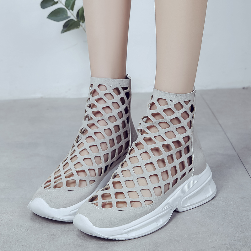 Høydeøkning jente sommer kule støvler kvinner hule myke sko ankelstøvletter for kvinner kvinner sommerstøvler botines mujer