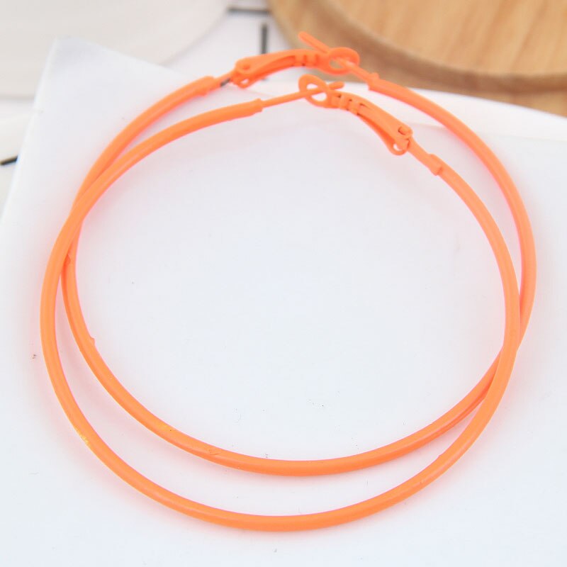 Kymyad Bohemia Big Hoop Earrings For Women 6cm Fluorescent Color Earings Jewelry Statement Earrings Jewelry: color 2